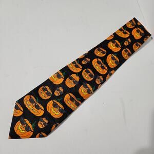 VTG 1990s Halloween Pumpkin Sunglasses Jack O Lantern Neck Tie Addiction Orange